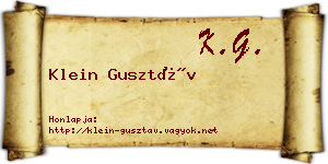 Klein Gusztáv névjegykártya